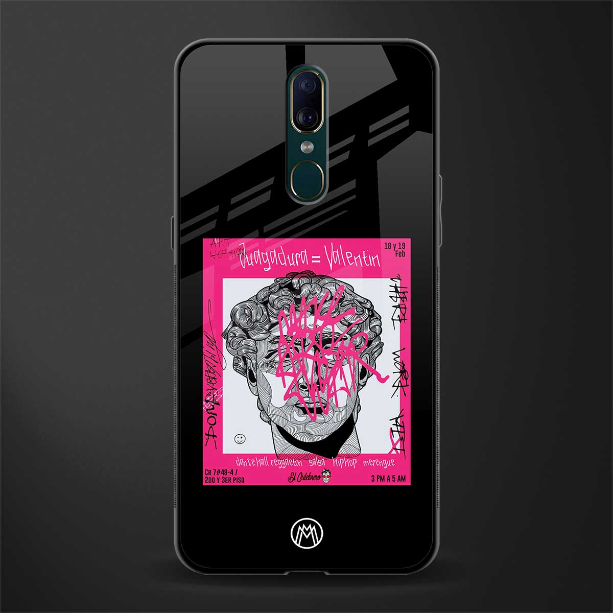 scribbled david michelangelo glass case for oppo a9 image