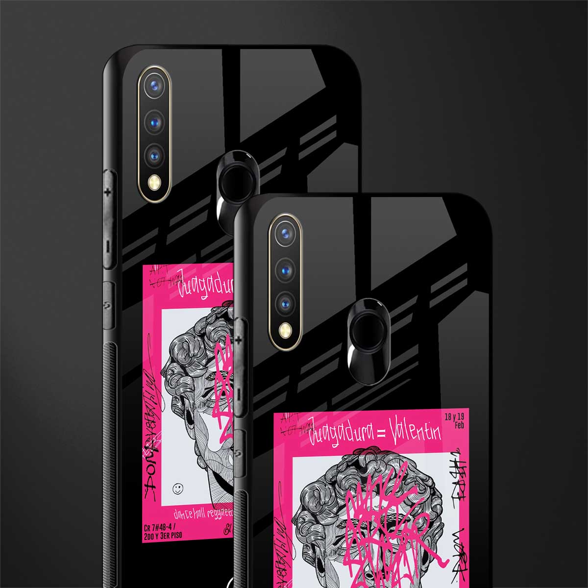 scribbled david michelangelo glass case for vivo y19 image-2