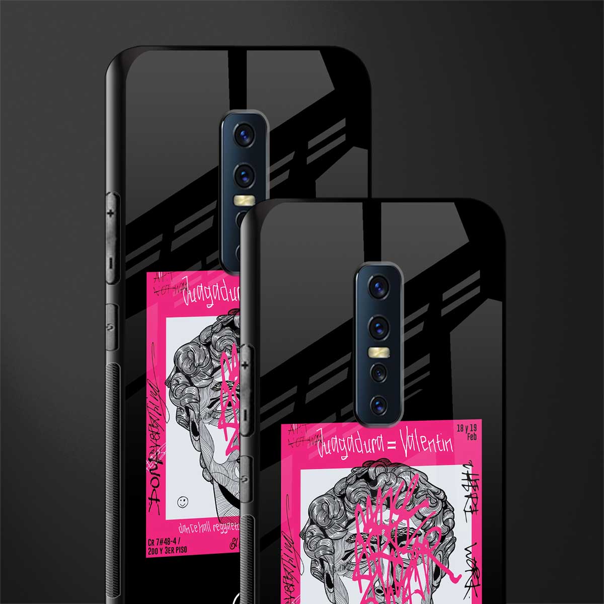 scribbled david michelangelo glass case for vivo v17 pro image-2