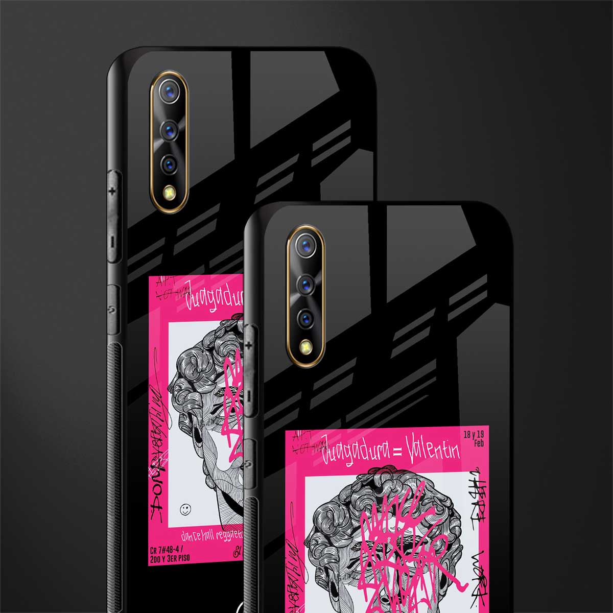 scribbled david michelangelo glass case for vivo z1x image-2