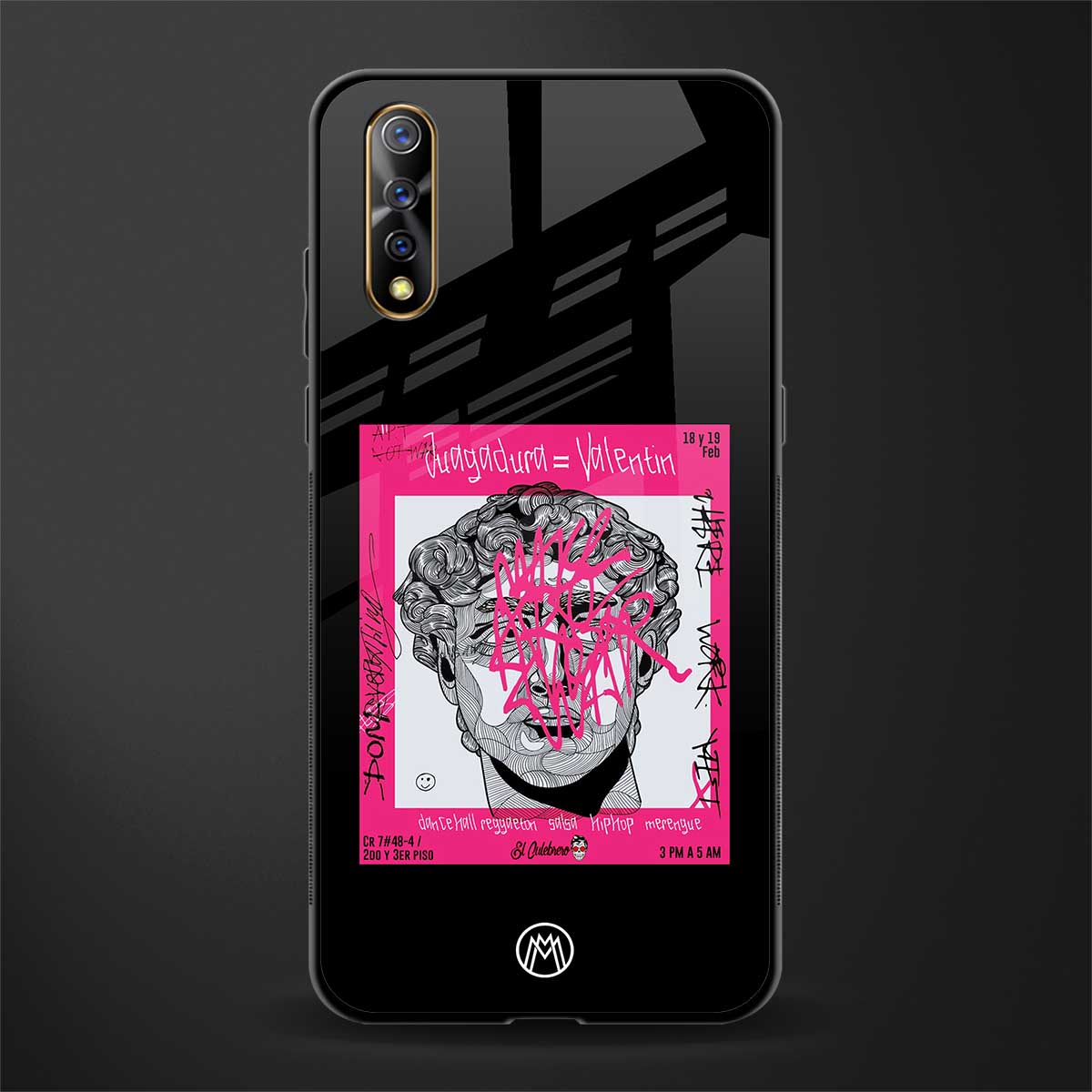 scribbled david michelangelo glass case for vivo z1x image