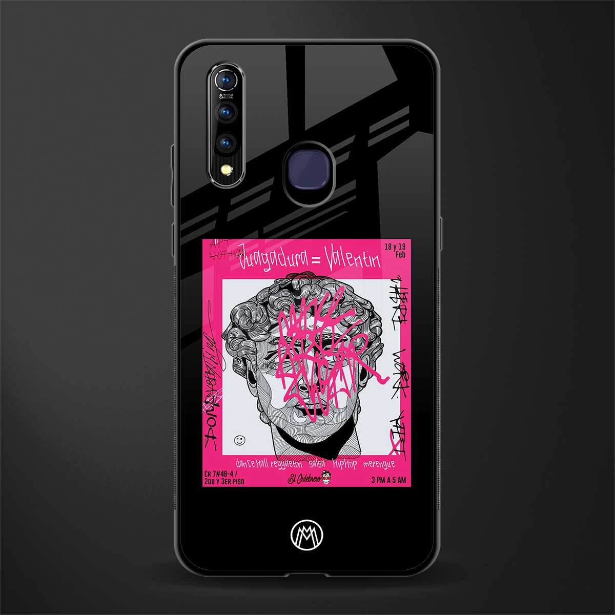 scribbled david michelangelo glass case for vivo z1 pro image