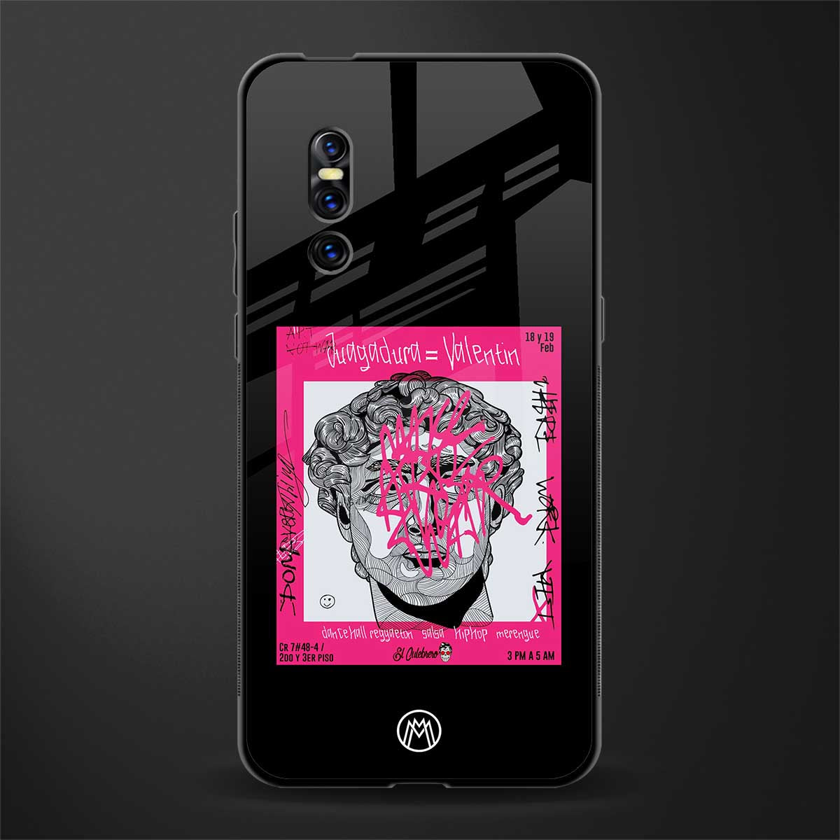 scribbled david michelangelo glass case for vivo v15 pro image