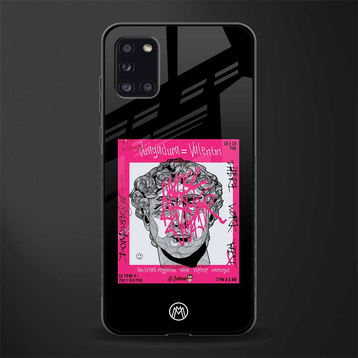 scribbled david michelangelo glass case for samsung galaxy a31 image