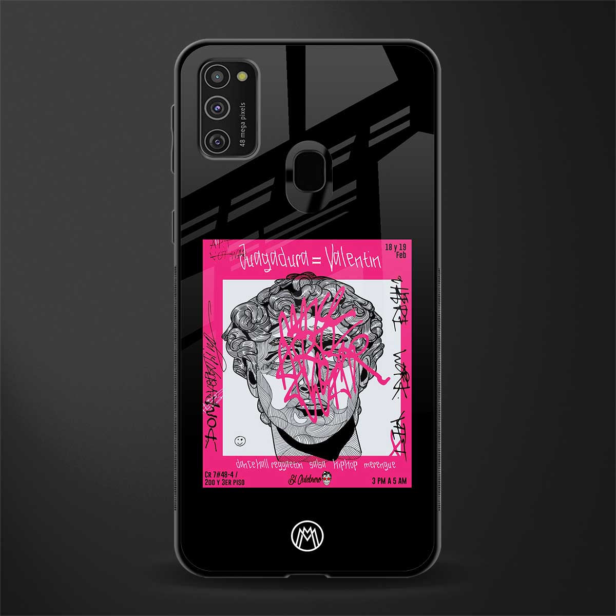 scribbled david michelangelo glass case for samsung galaxy m21 image