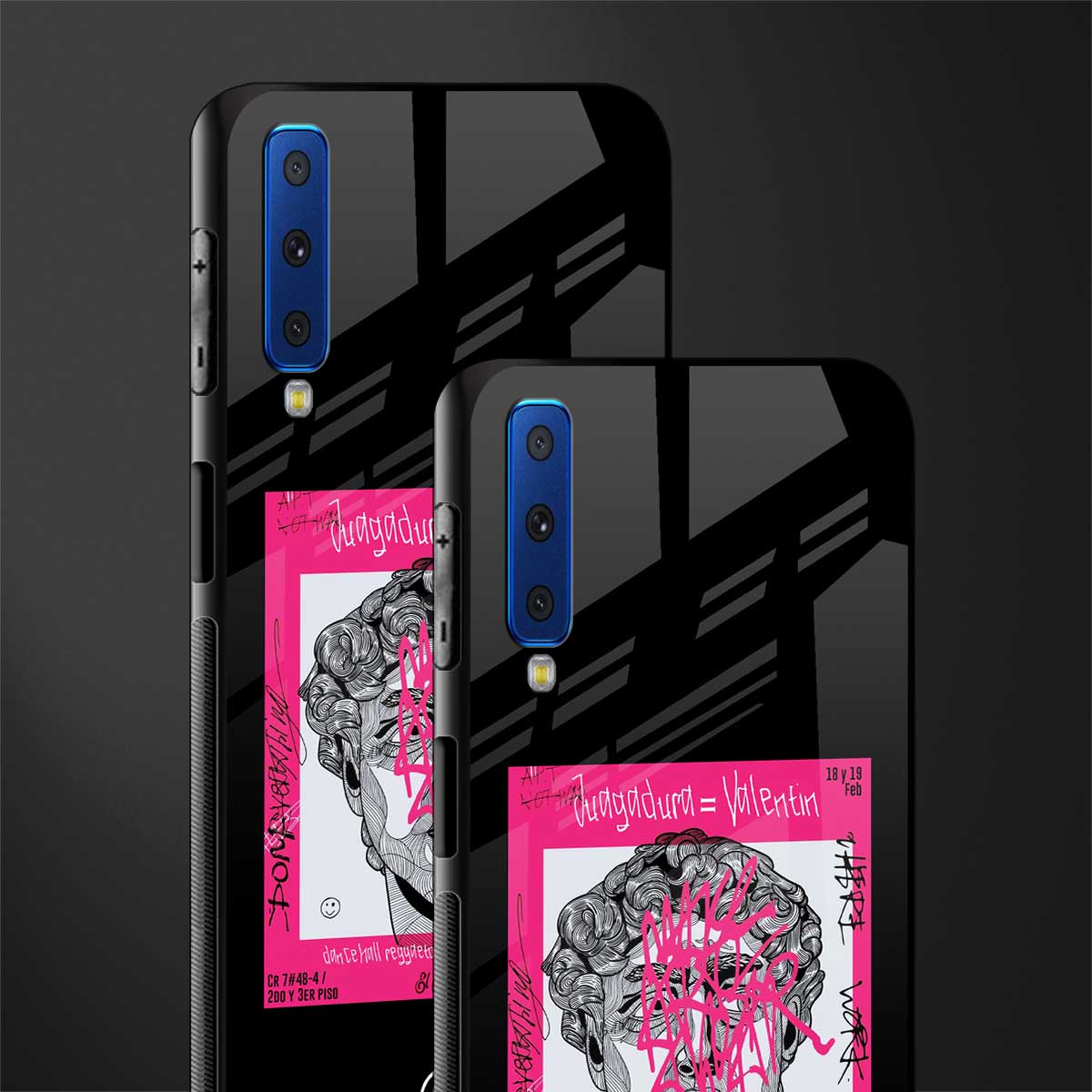 scribbled david michelangelo glass case for samsung galaxy a7 2018 image-2