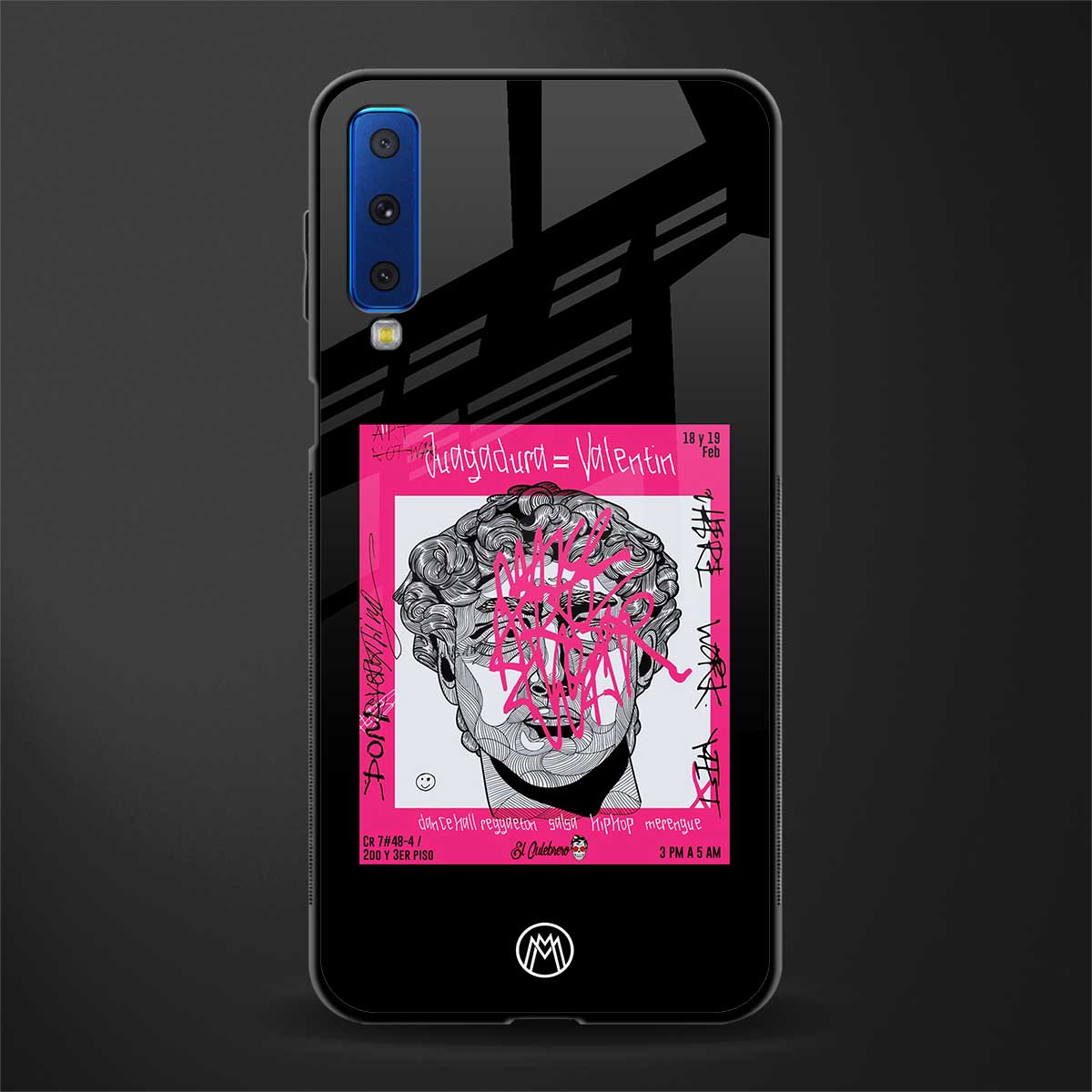 scribbled david michelangelo glass case for samsung galaxy a7 2018 image