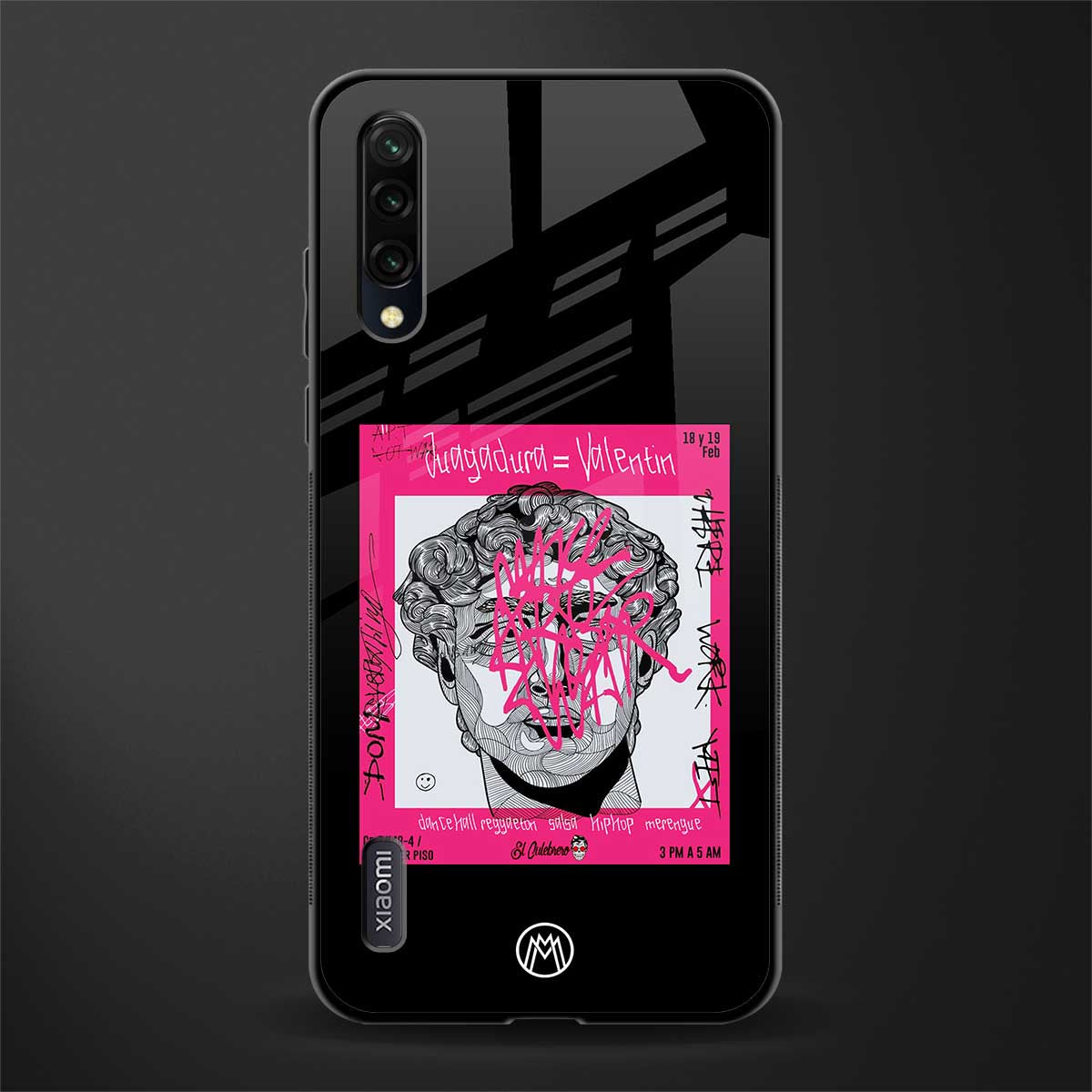 scribbled david michelangelo glass case for mi a3 redmi a3 image