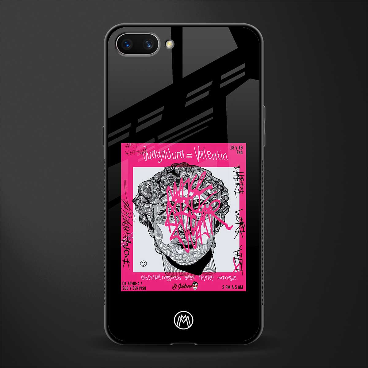 scribbled david michelangelo glass case for realme c1 image