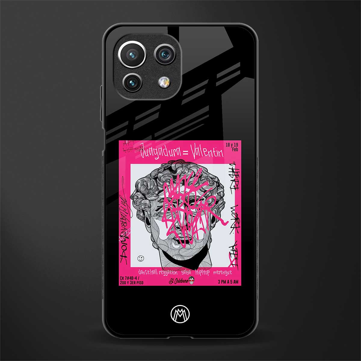 scribbled david michelangelo glass case for mi 11 lite image