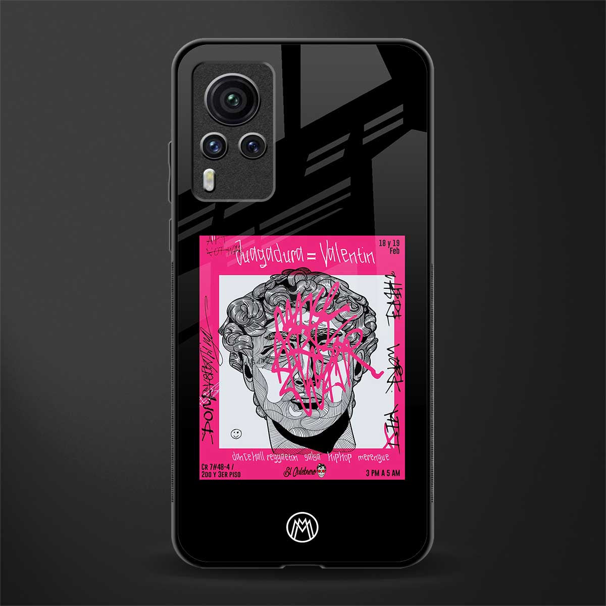 scribbled david michelangelo glass case for vivo x60 pro image