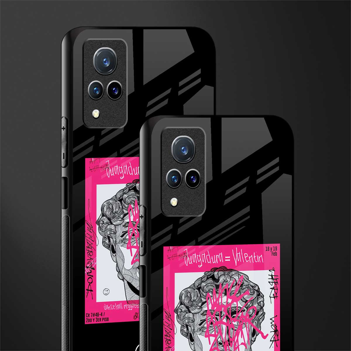 scribbled david michelangelo glass case for vivo v21 5g image-2