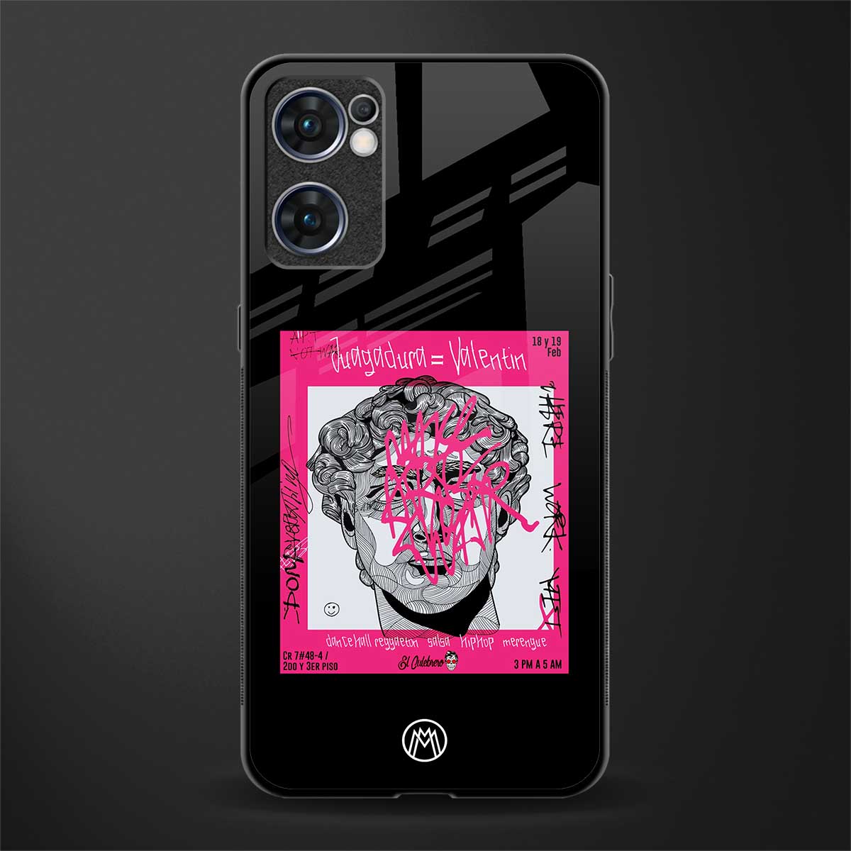 scribbled david michelangelo glass case for oppo reno7 5g image
