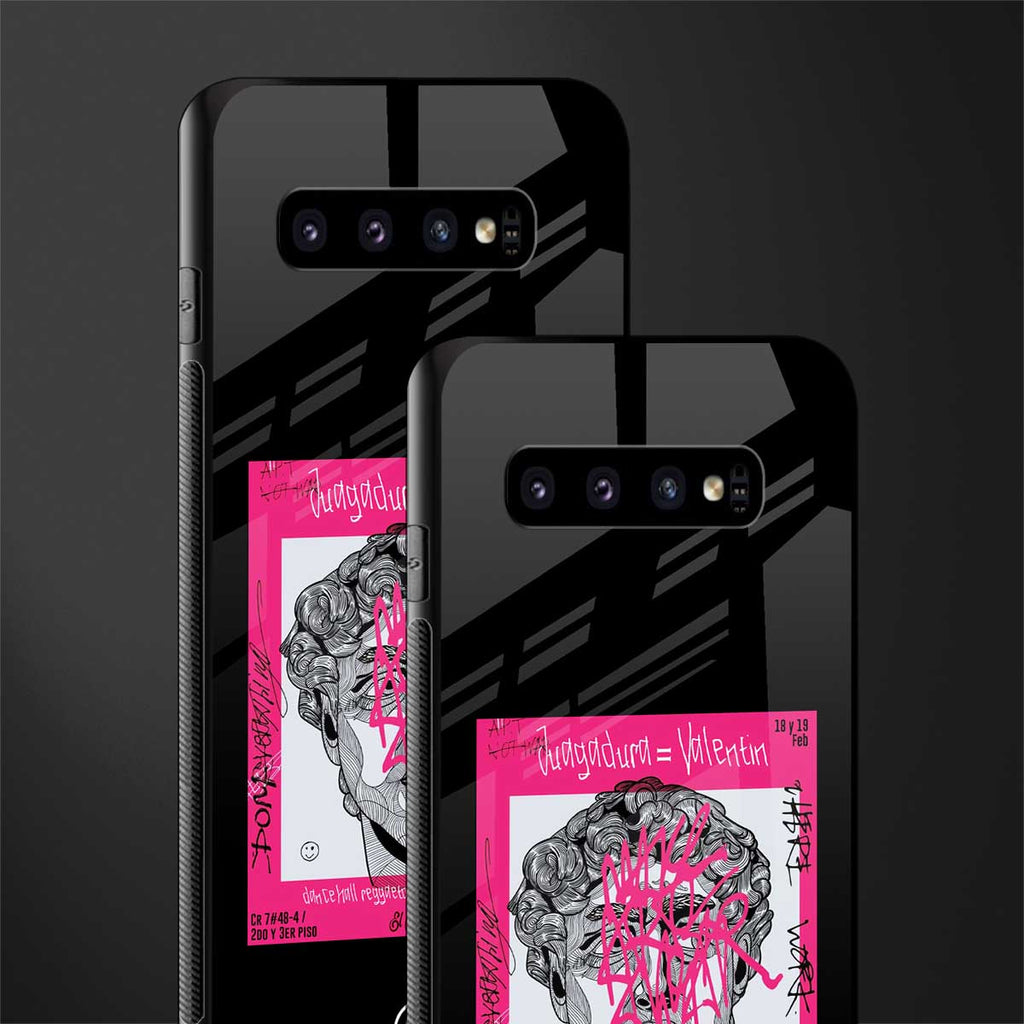 scribbled david michelangelo glass case for samsung galaxy s10 plus image-2