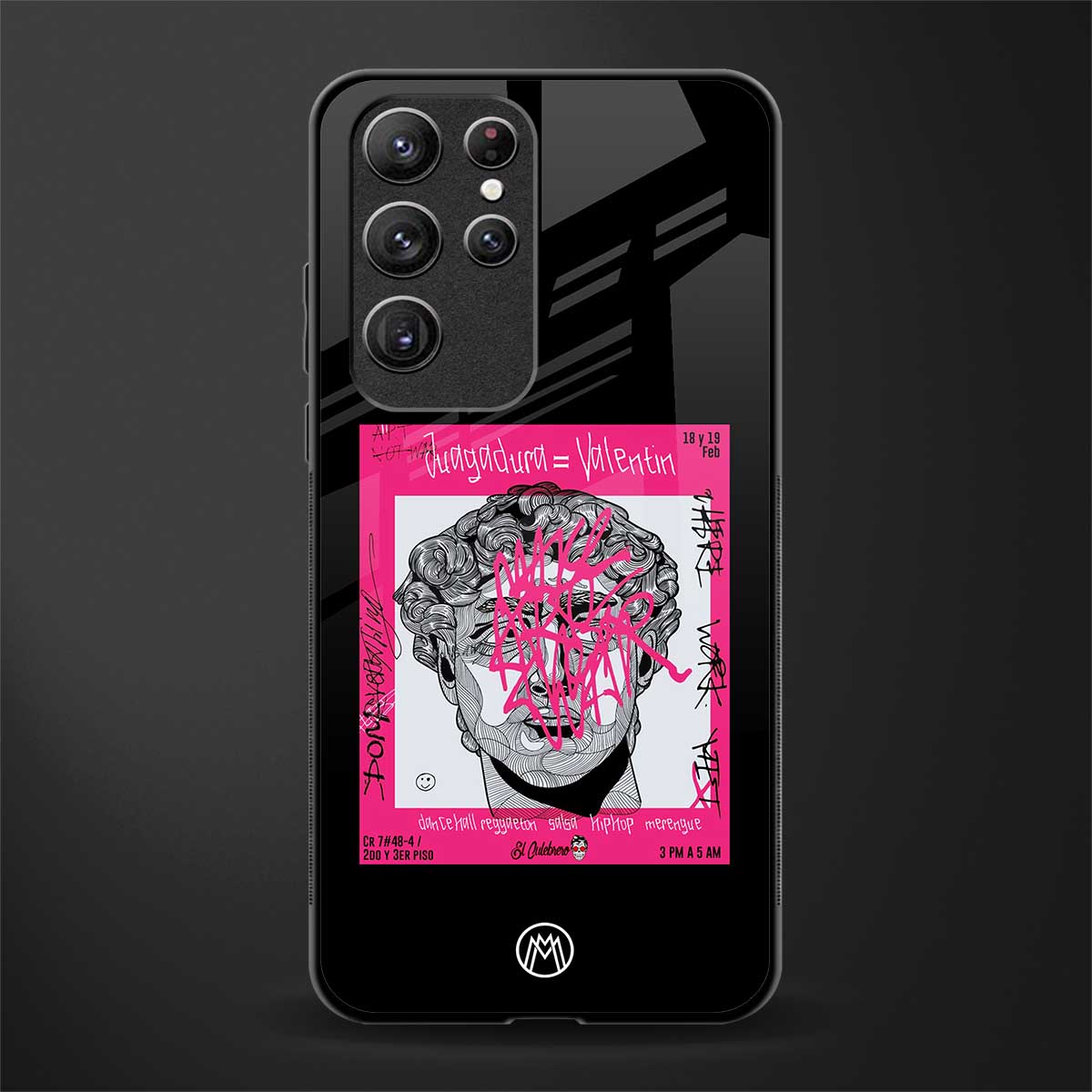 scribbled david michelangelo glass case for samsung galaxy s22 ultra 5g image