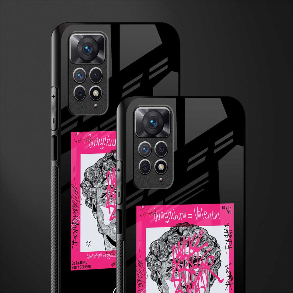 scribbled david michelangelo glass case for redmi note 11 image-2