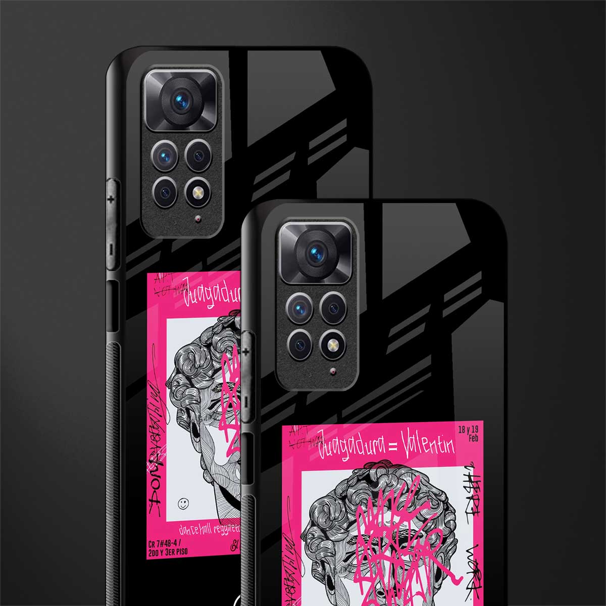 scribbled david michelangelo glass case for redmi note 11 image-2