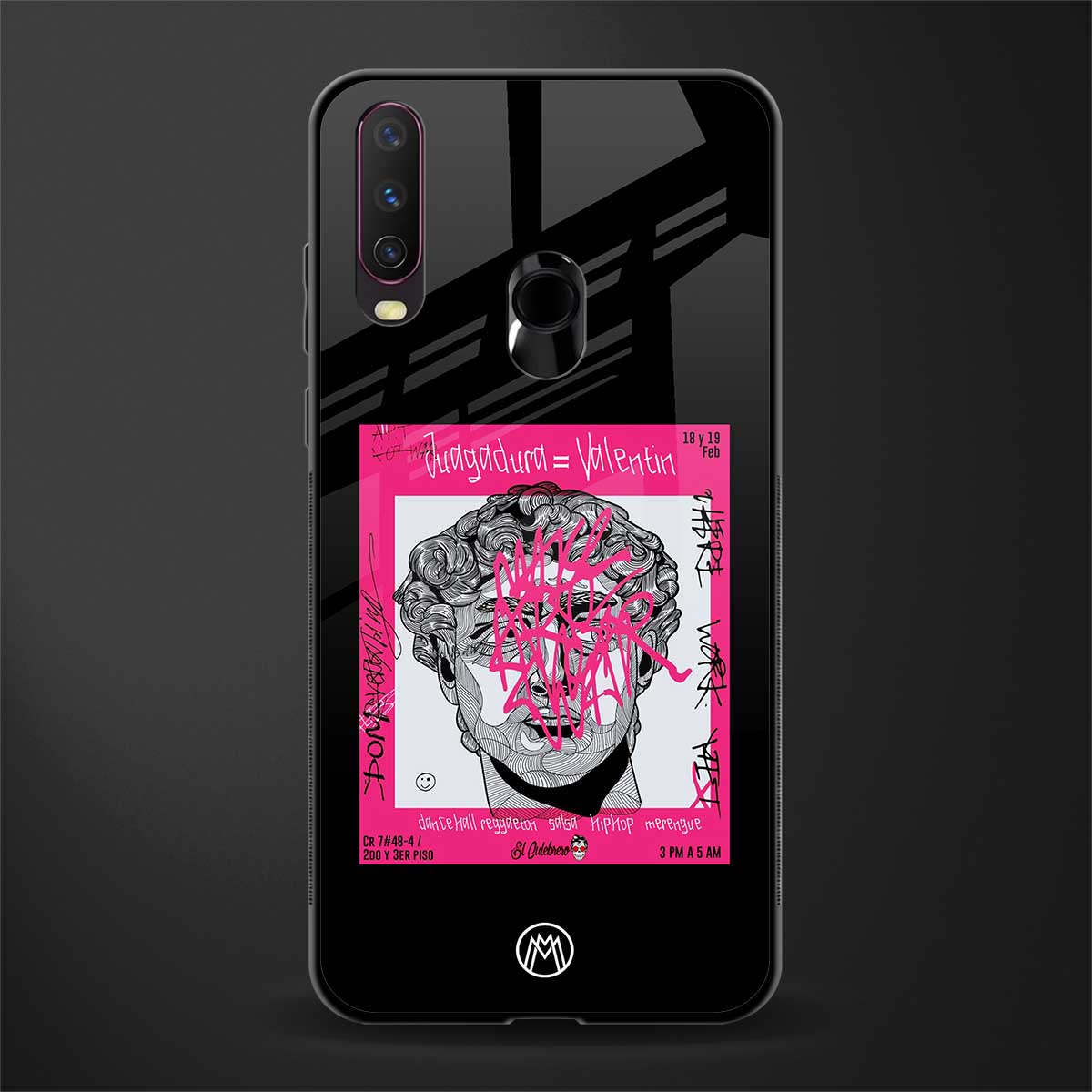 scribbled david michelangelo glass case for vivo y12 image