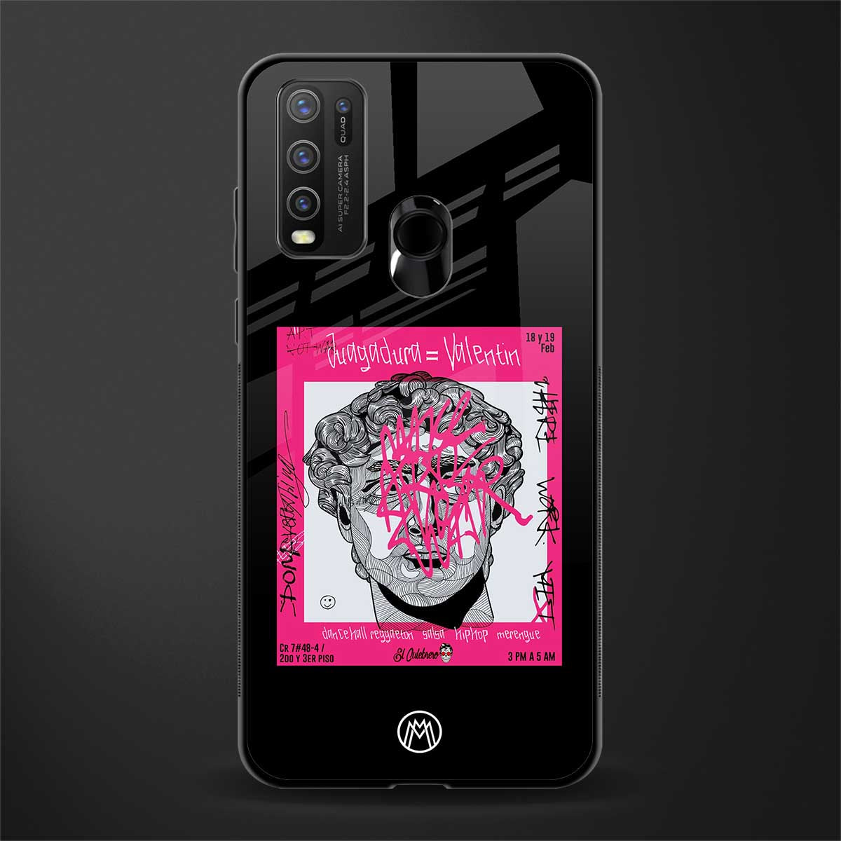 scribbled david michelangelo glass case for vivo y50 image