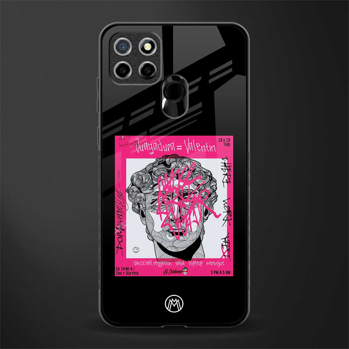 scribbled david michelangelo glass case for realme narzo 20 image