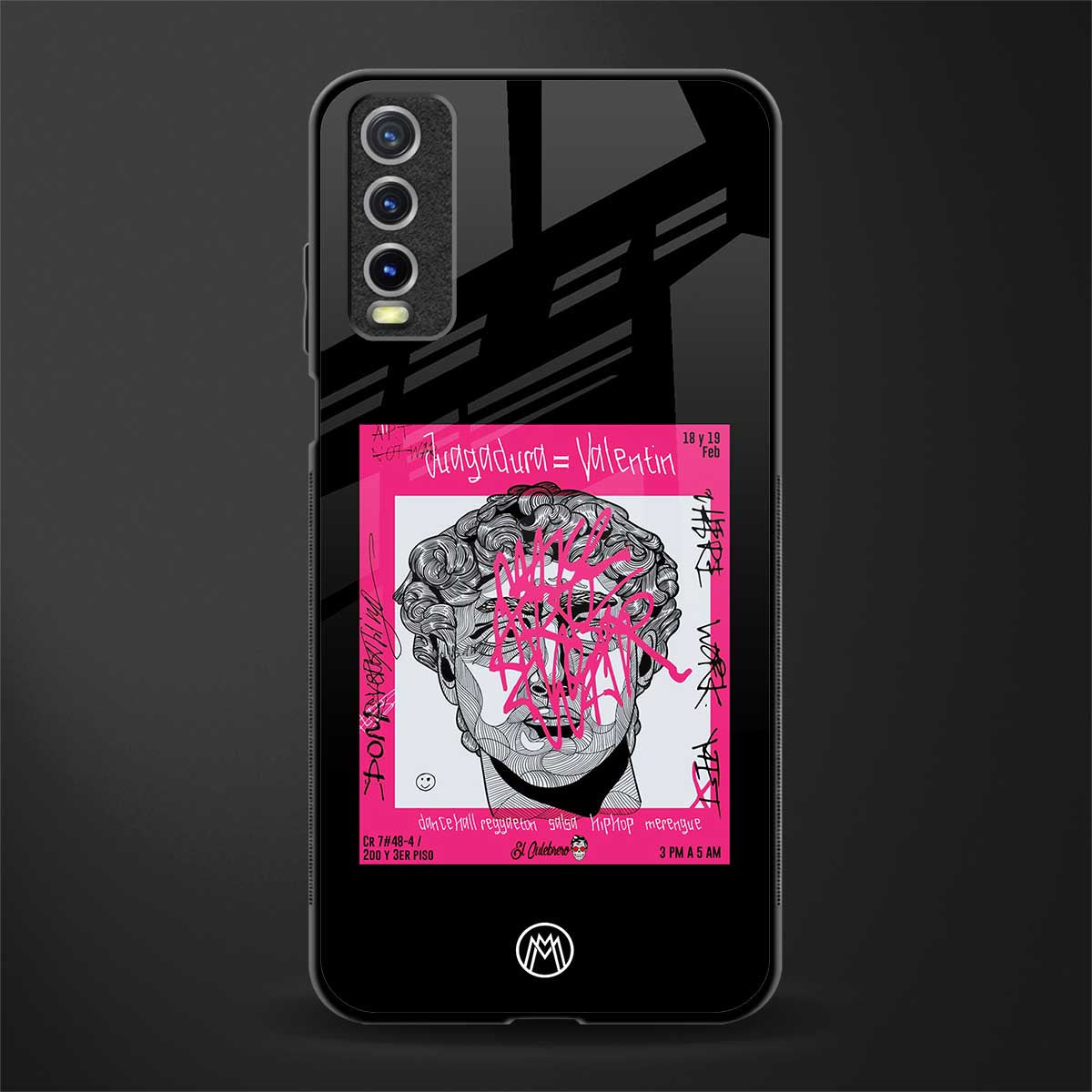 scribbled david michelangelo glass case for vivo y20i vivo y20t image