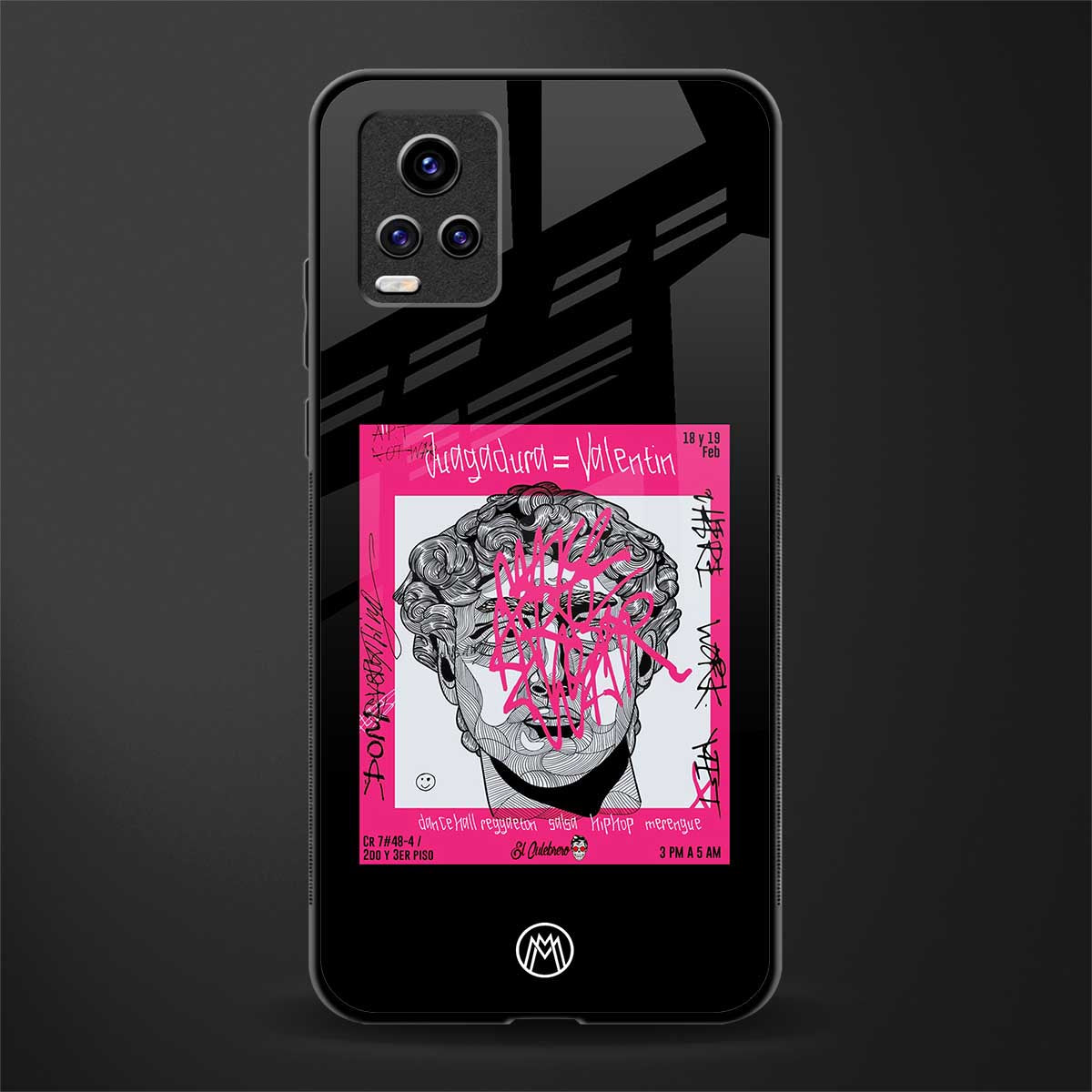 scribbled david michelangelo glass case for vivo v20 image