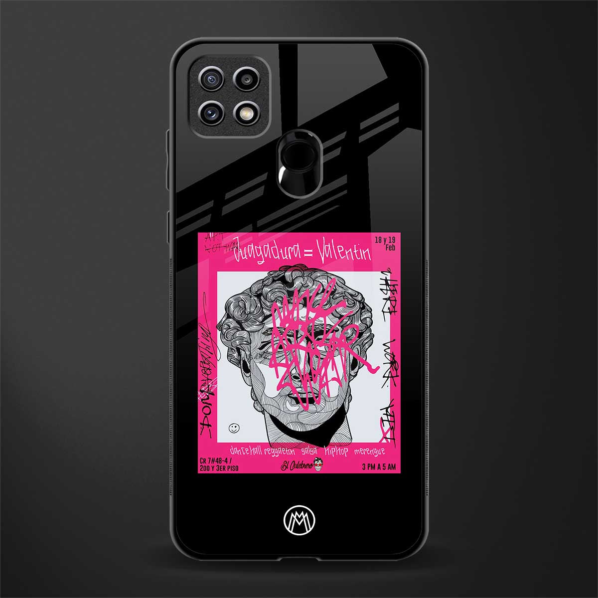 scribbled david michelangelo glass case for oppo a15 image
