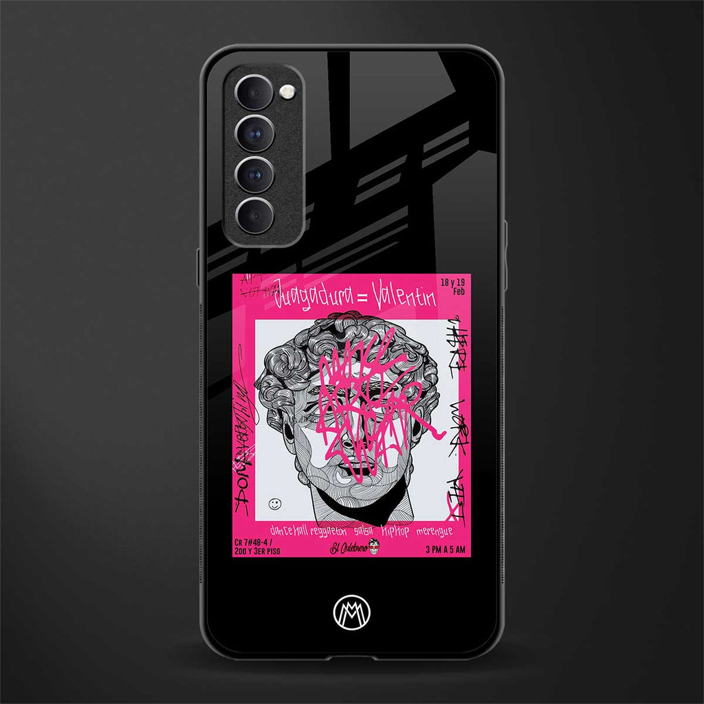 scribbled david michelangelo glass case for oppo reno 4 pro image