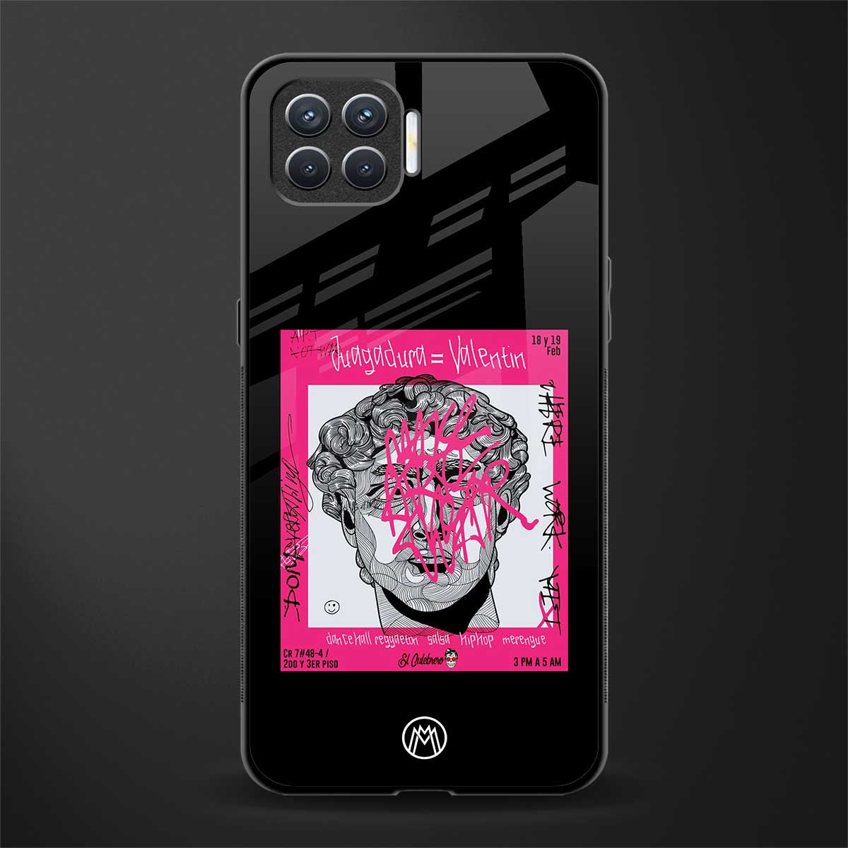 scribbled david michelangelo glass case for oppo f17 pro image