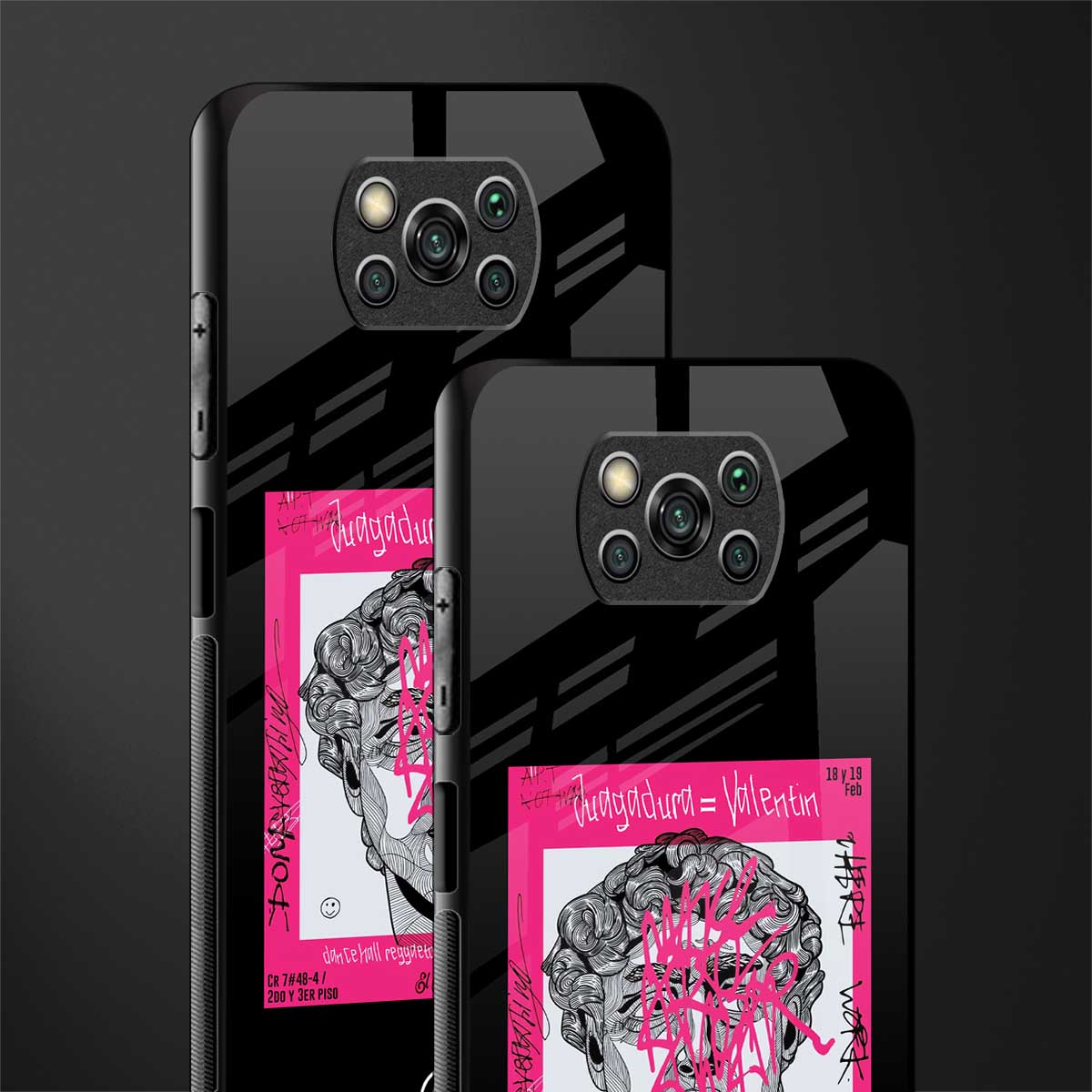 scribbled david michelangelo glass case for poco x3 pro image-2