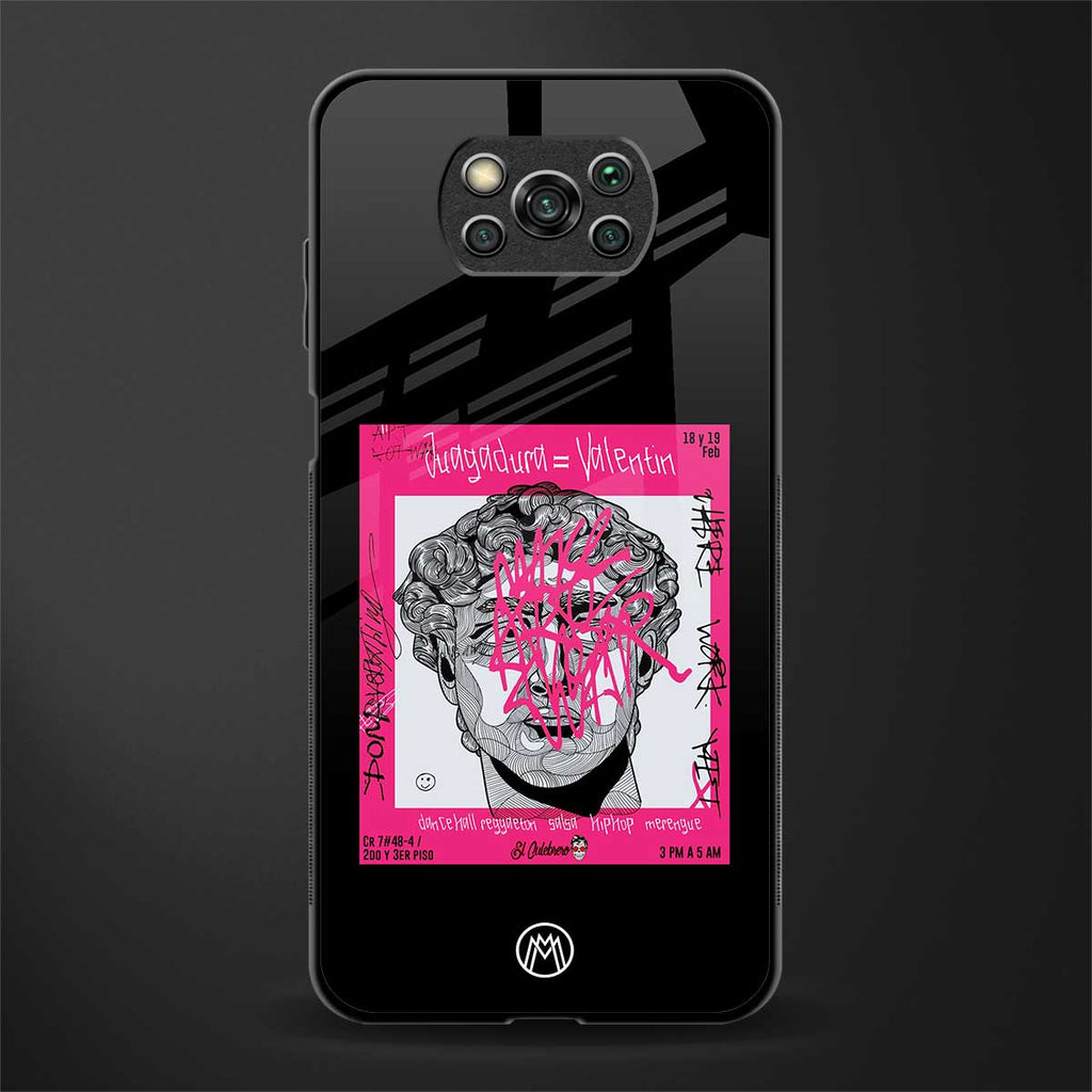 scribbled david michelangelo glass case for poco x3 image