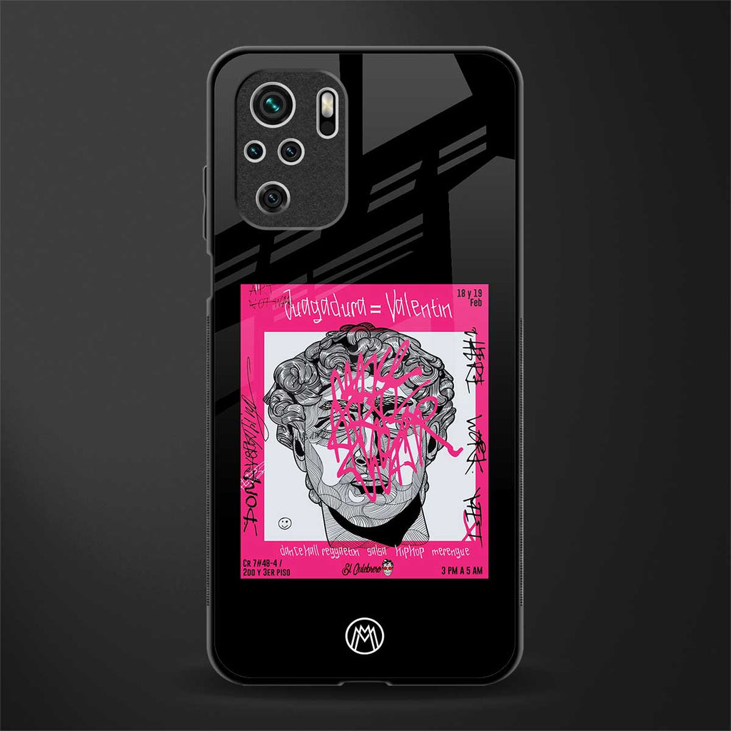 scribbled david michelangelo glass case for redmi note 10 image