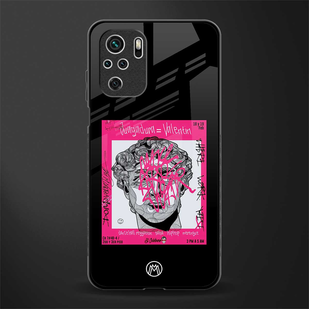 scribbled david michelangelo glass case for redmi note 10 image