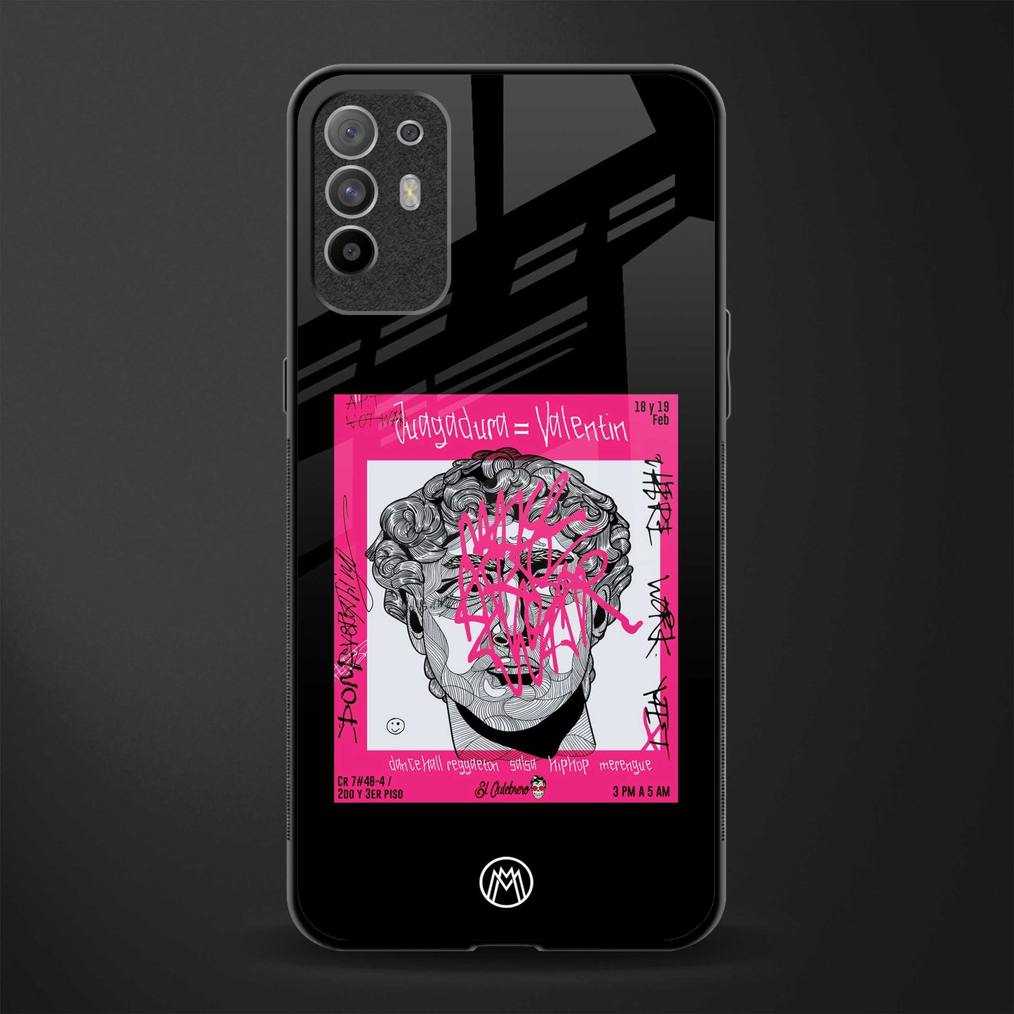 scribbled david michelangelo glass case for oppo f19 pro plus image