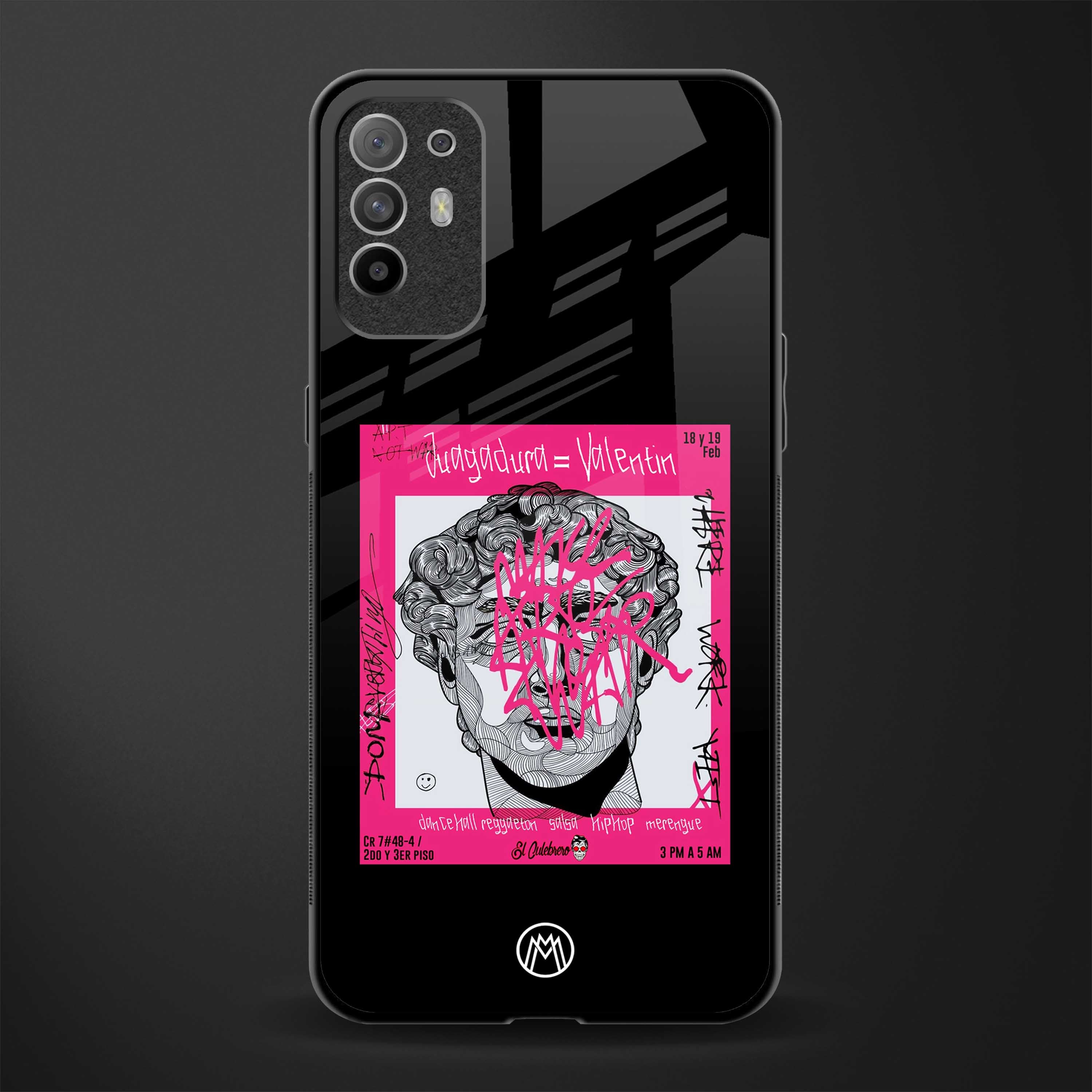 scribbled david michelangelo glass case for oppo f19 pro plus image
