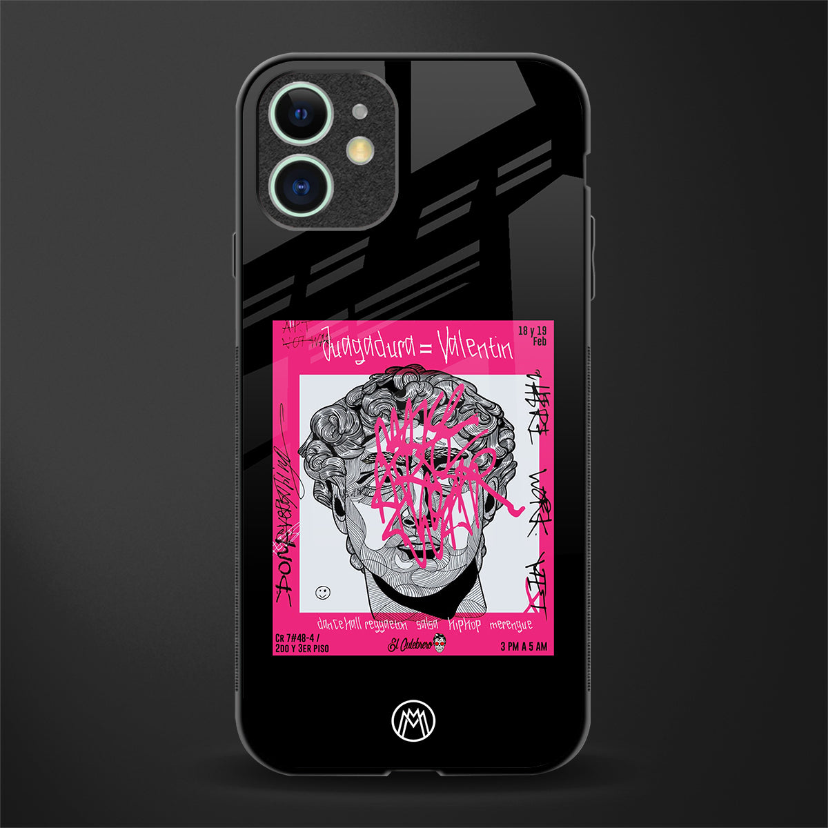 scribbled david michelangelo glass case for iphone 12 mini image