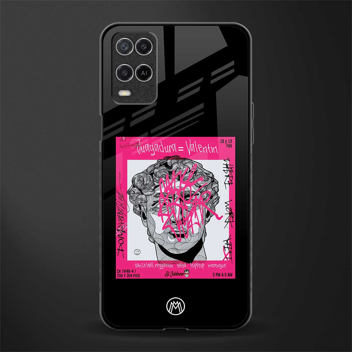 scribbled david michelangelo glass case for oppo a54 image