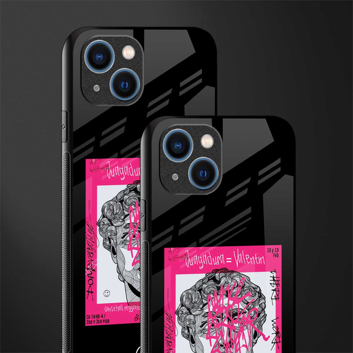 scribbled david michelangelo glass case for iphone 13 image-2
