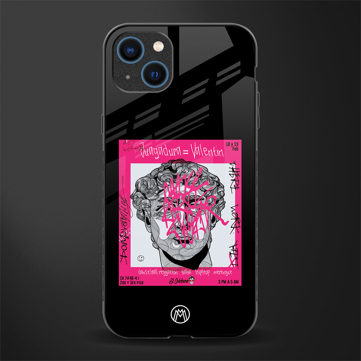 scribbled david michelangelo glass case for iphone 13 image