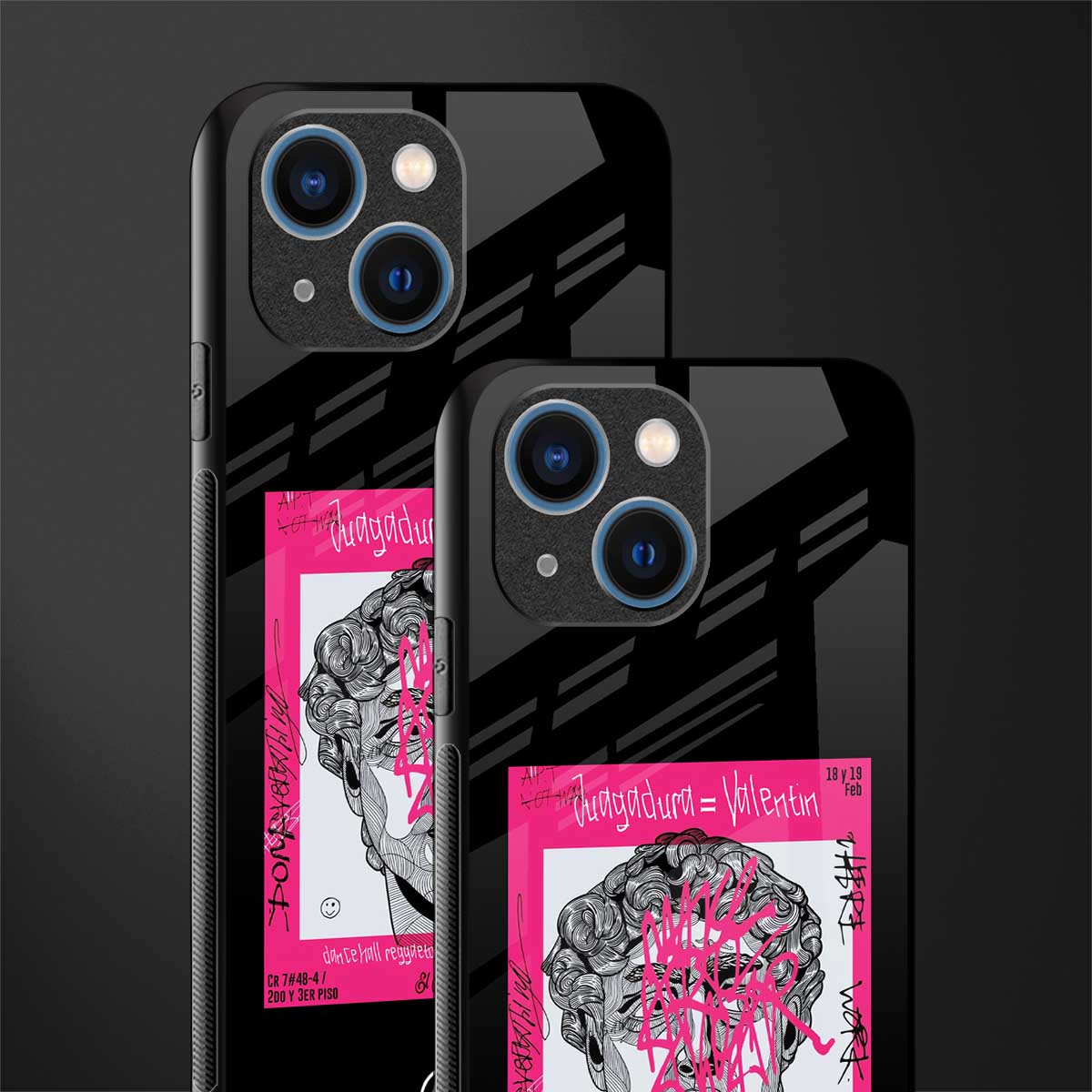 scribbled david michelangelo glass case for iphone 13 mini image-2