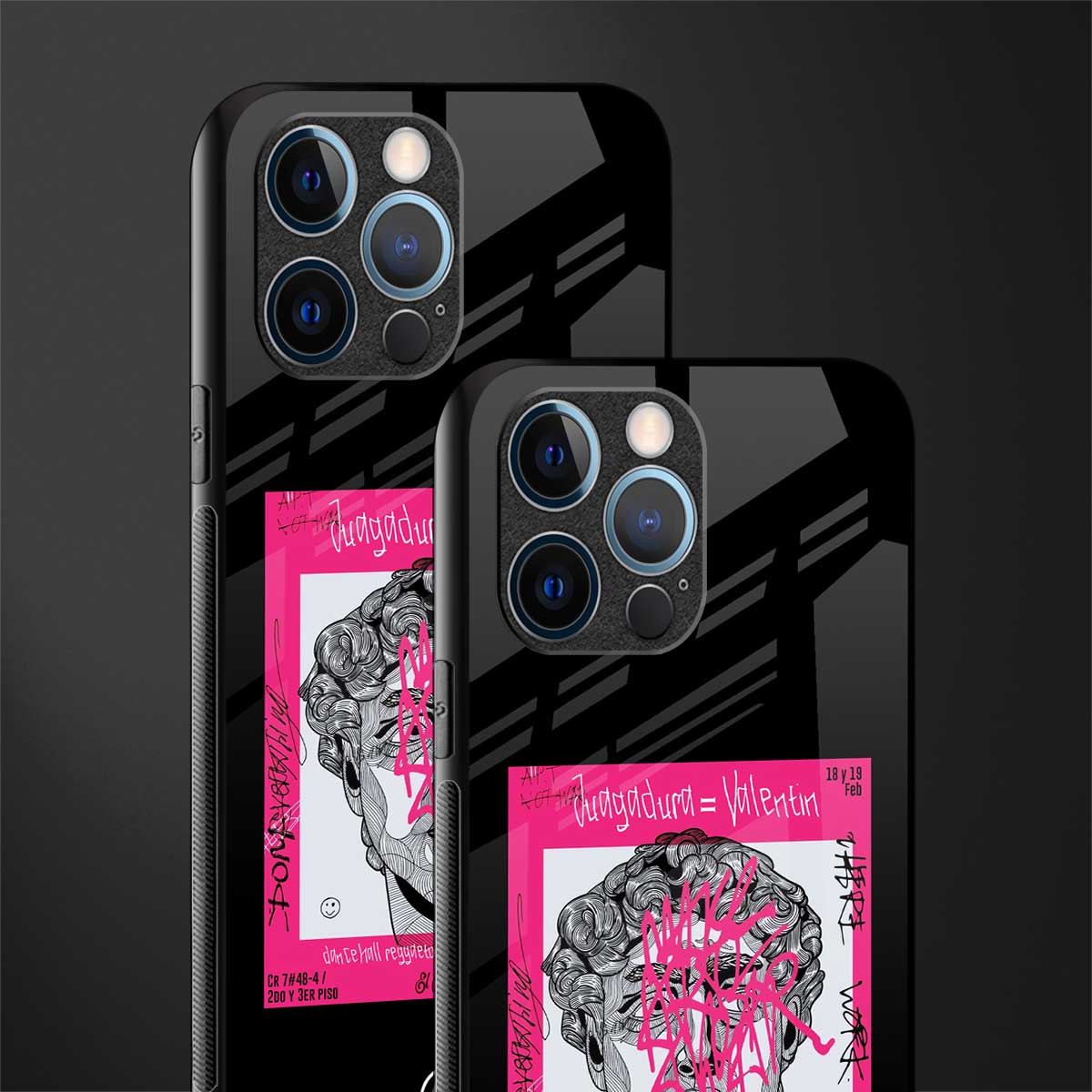 scribbled david michelangelo glass case for iphone 12 pro image-2
