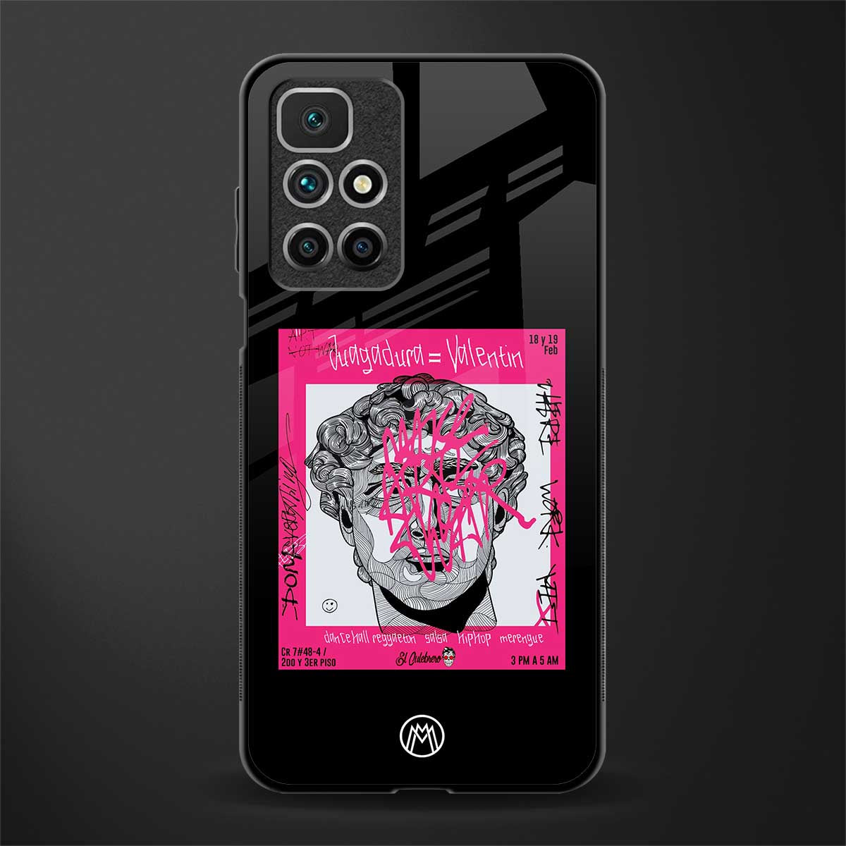 scribbled david michelangelo glass case for redmi 10 prime image