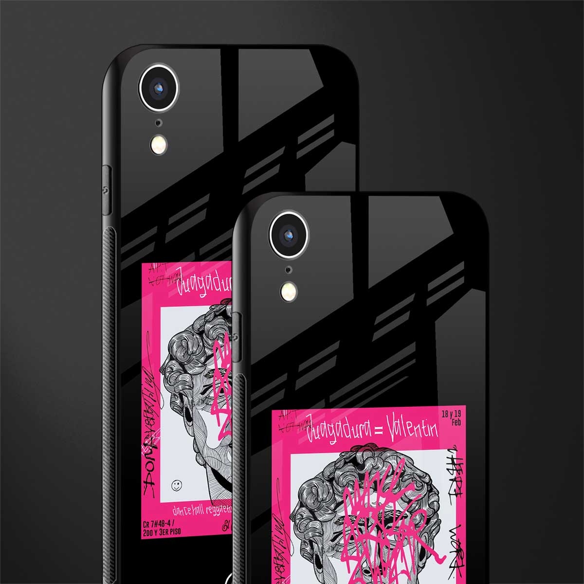 scribbled david michelangelo glass case for iphone xr image-2