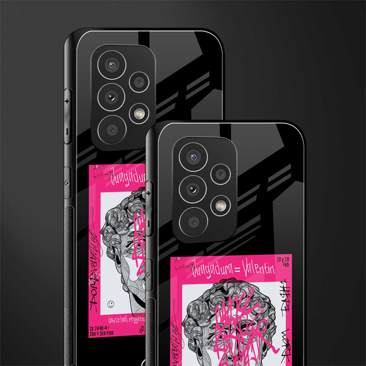 scribbled david michelangelo back phone cover | glass case for samsung galaxy a53 5g
