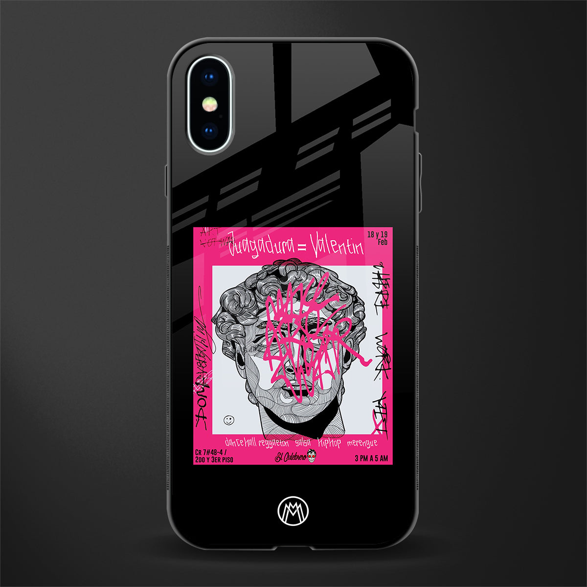 scribbled david michelangelo glass case for iphone xs image
