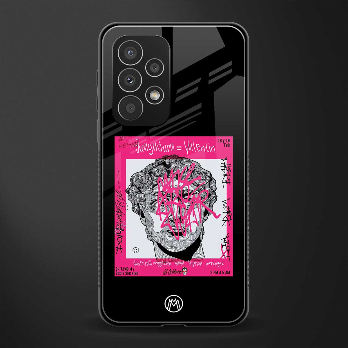 scribbled david michelangelo back phone cover | glass case for samsung galaxy a73 5g