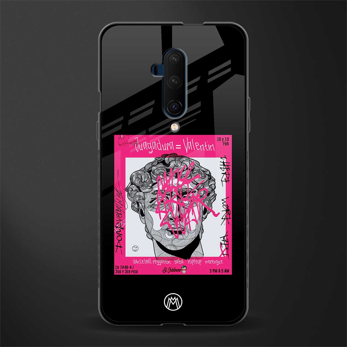 scribbled david michelangelo glass case for oneplus 7t pro image
