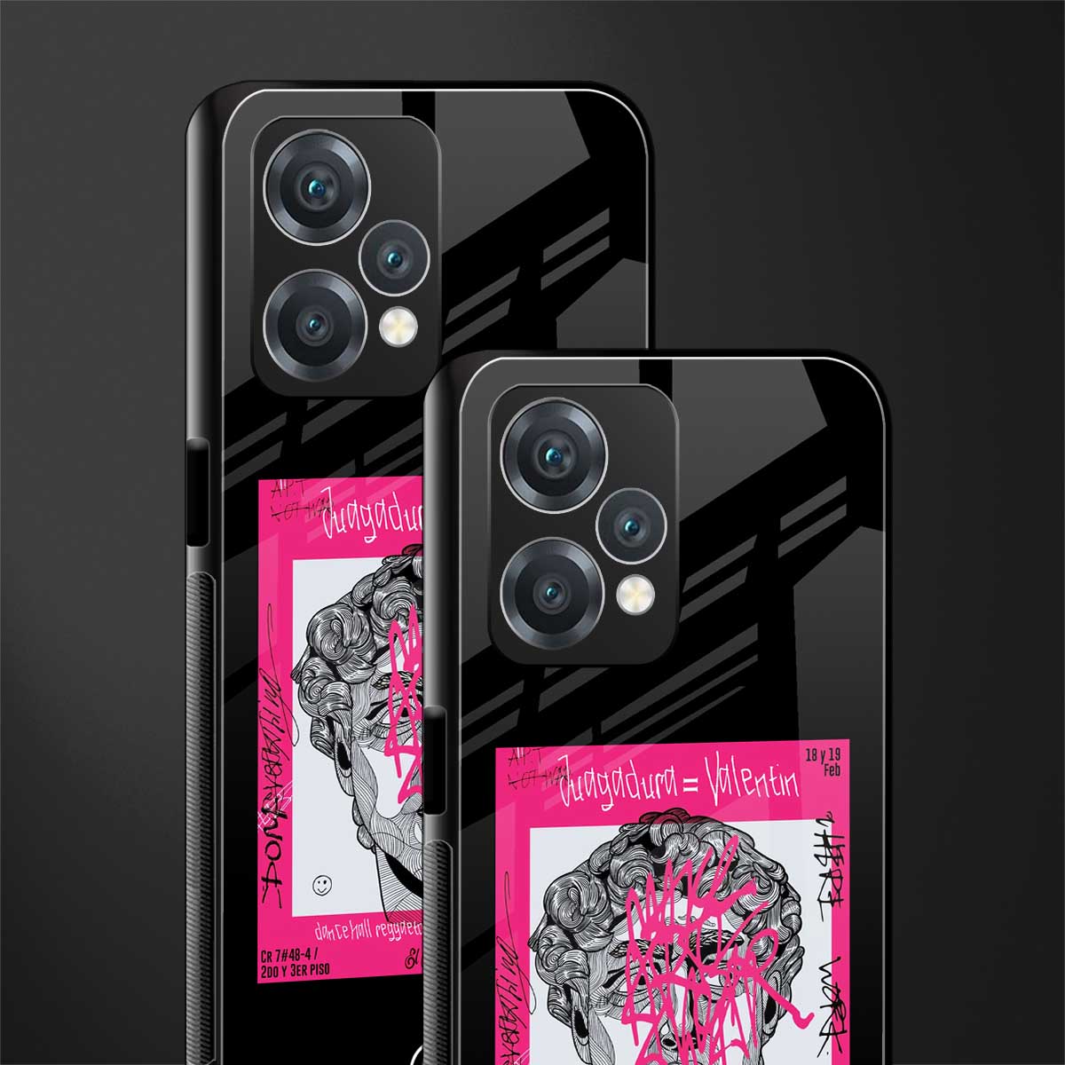 scribbled david michelangelo back phone cover | glass case for oneplus nord ce 2 lite 5g