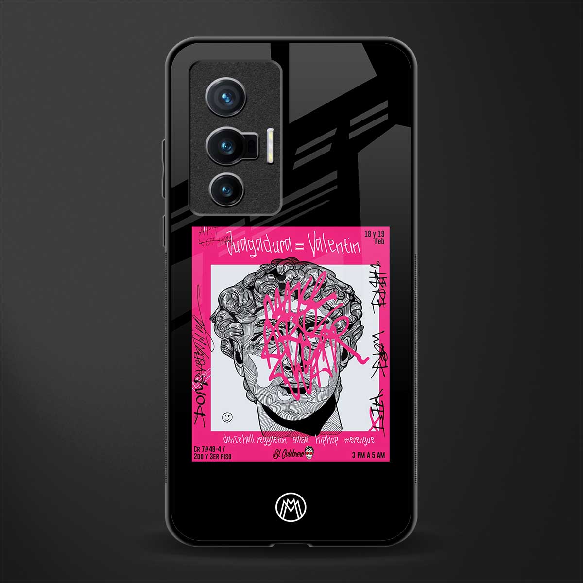 scribbled david michelangelo glass case for vivo x70 image