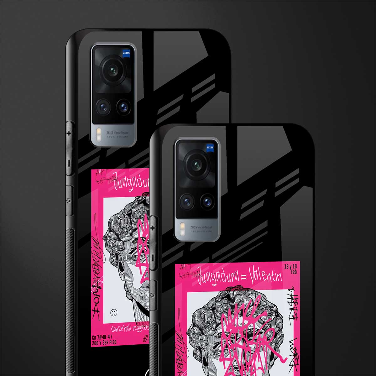 scribbled david michelangelo glass case for vivo x60 image-2